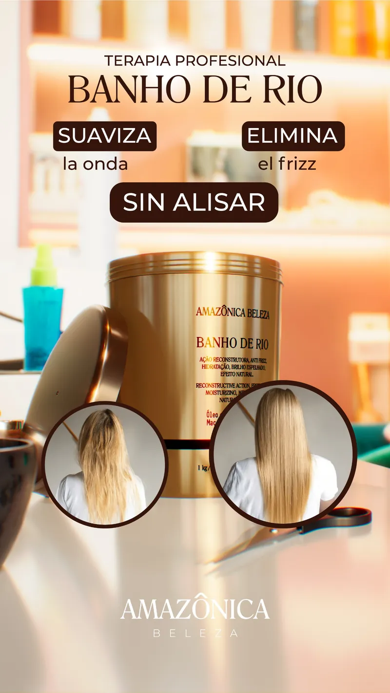 Baño de Río antes y después — resultado real, suaviza la onda y elimina el frizz sin alisar