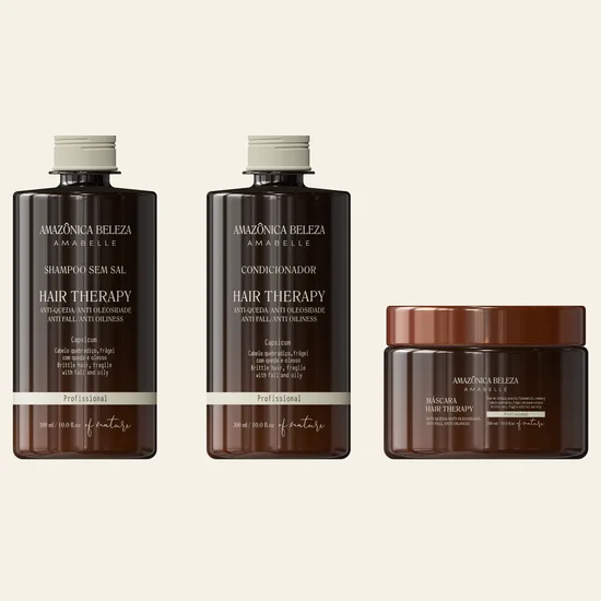Shampoo y Acondicionador Hair Therapy de Amazônica Beleza con Capsicum para fortalecer el pelo fino, frenar la caída y acelerar el crecimiento