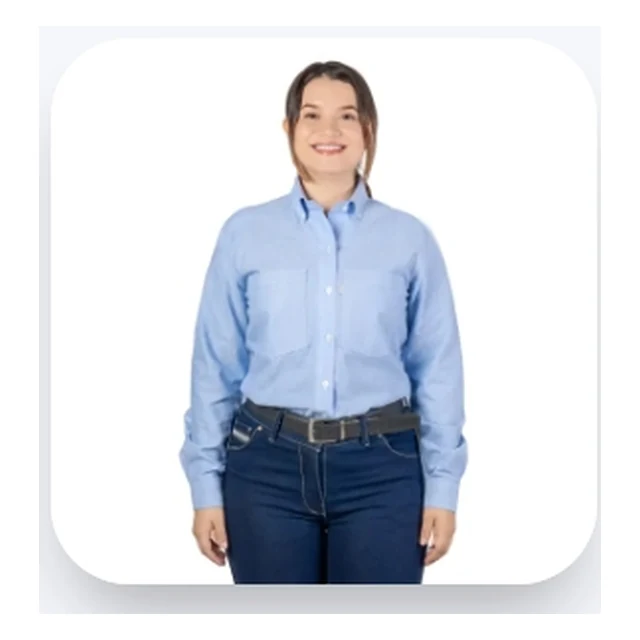 Camisa Manga Larga Oxford Azul, Dama, dotación industrial MADOCO, BelaFios Venezuela